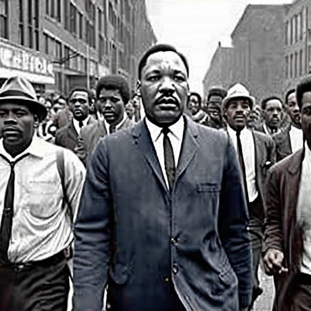 Civil Rights Leader Walks Forward with Determination