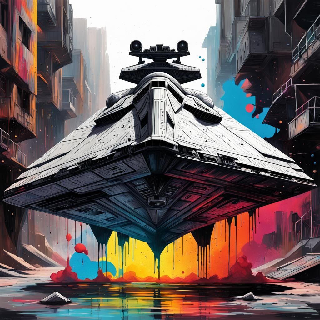 Star Destroyer Graffiti Art in Splash Style
