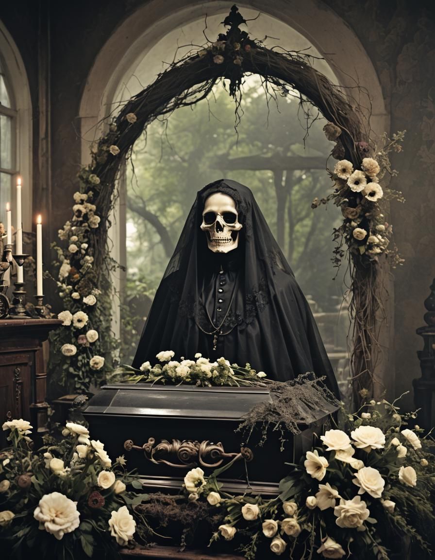 Eerie Victorian Funeral Parlor with Poison Flowers
