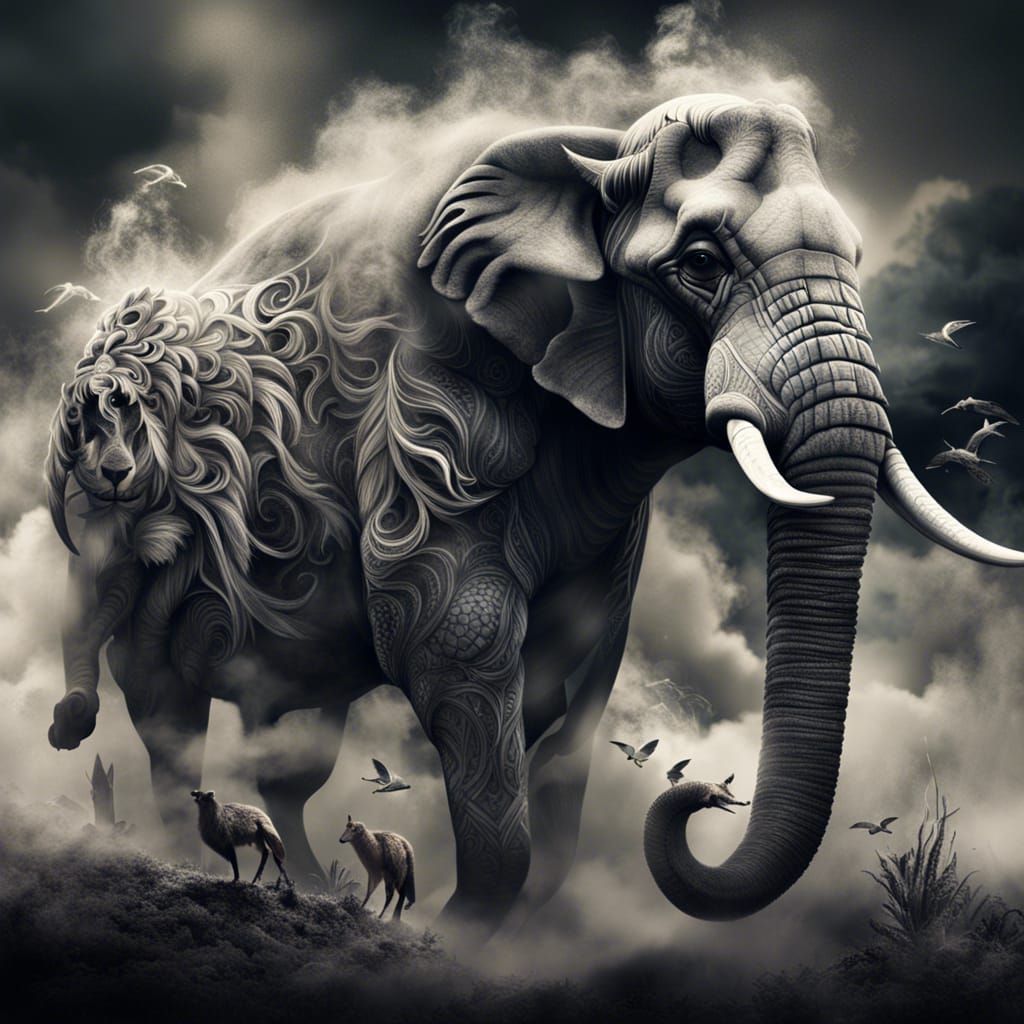 Animals Emerge from Smoke: Digital Matte Painting