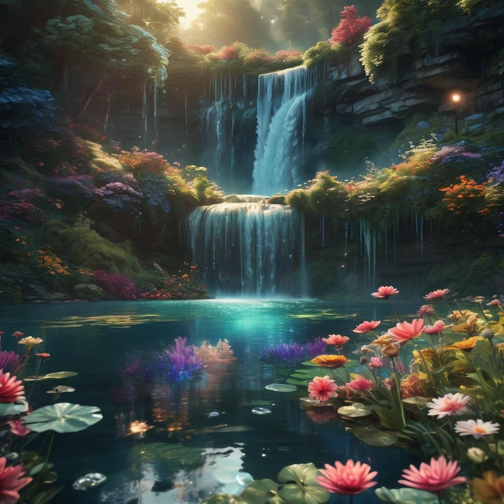 Surreal Eye Waterfall in Dreamy Landscape