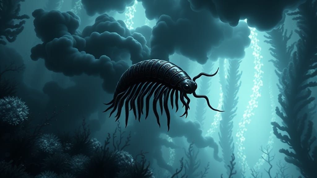 Giant Sea Millipede in Bioluminescent Kelp Forest