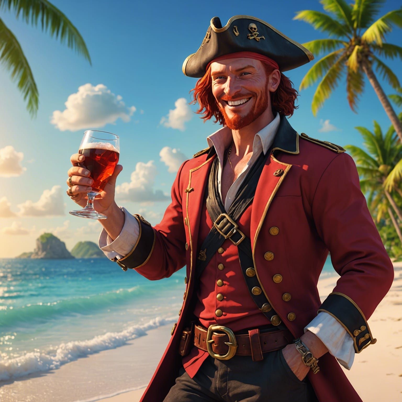 Red-Haired Pirate Captain Shanks: 3D Anime Art