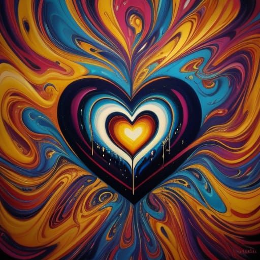 Surreal Melting Heart in Dali-Inspired Oil Painting