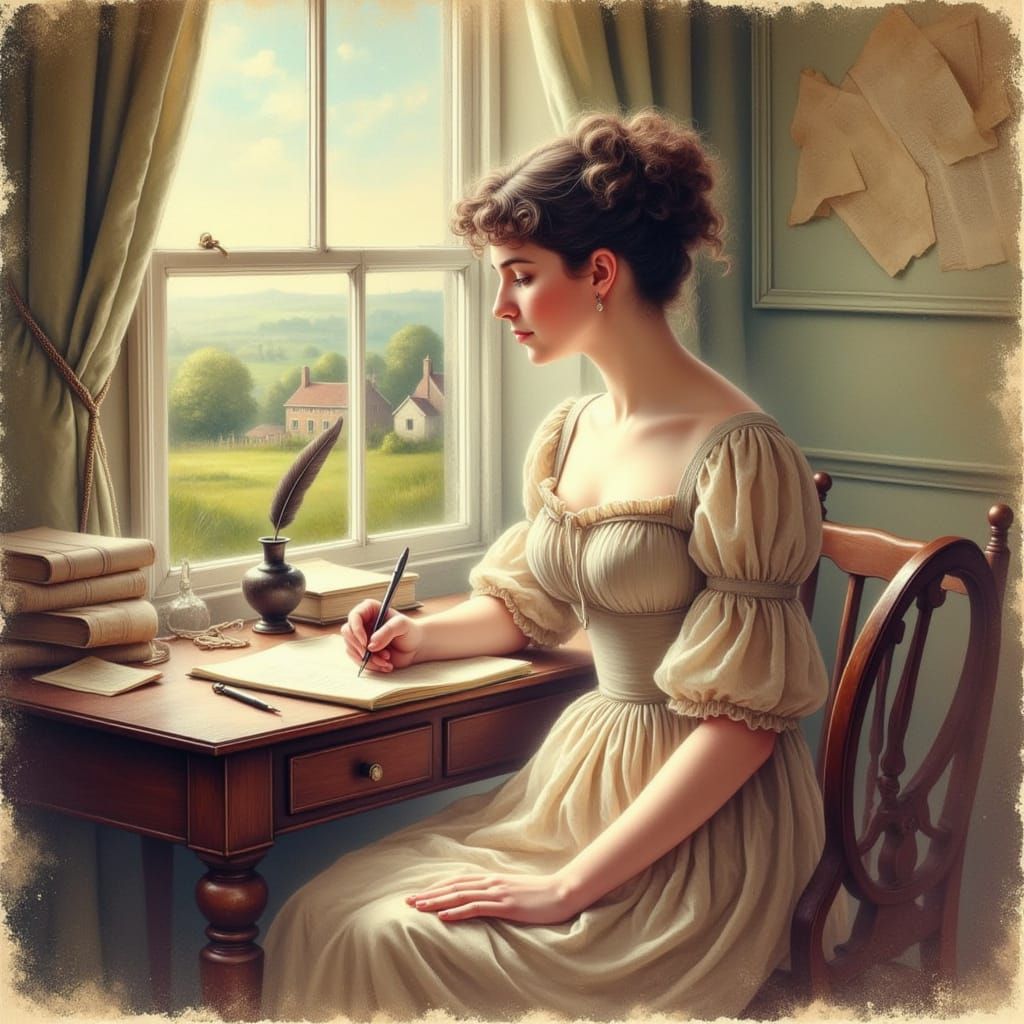 Regency Portrait of Jane Austen Writing
