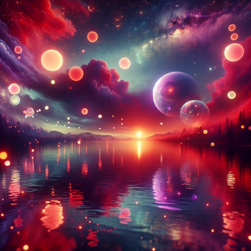 Planets over the lake