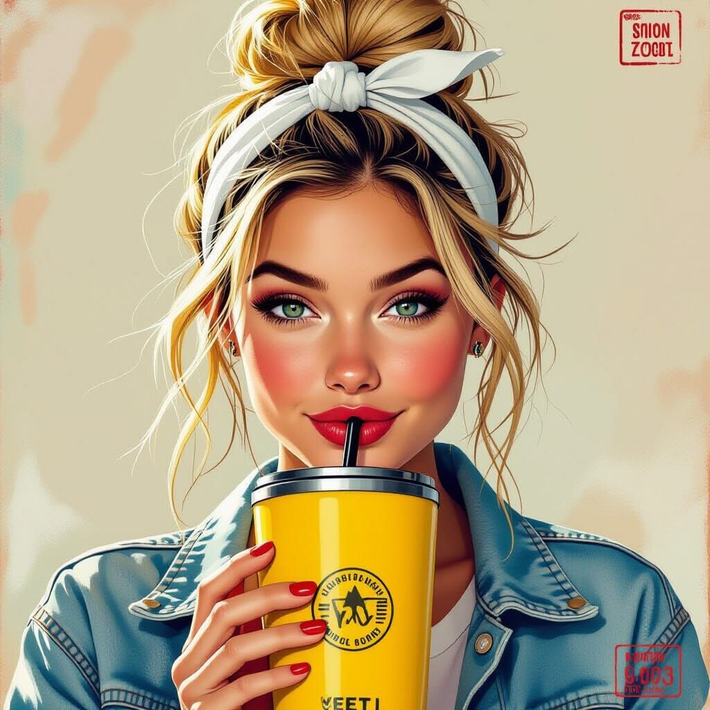 90s Style Portrait of Woman with Yeti Tumbler