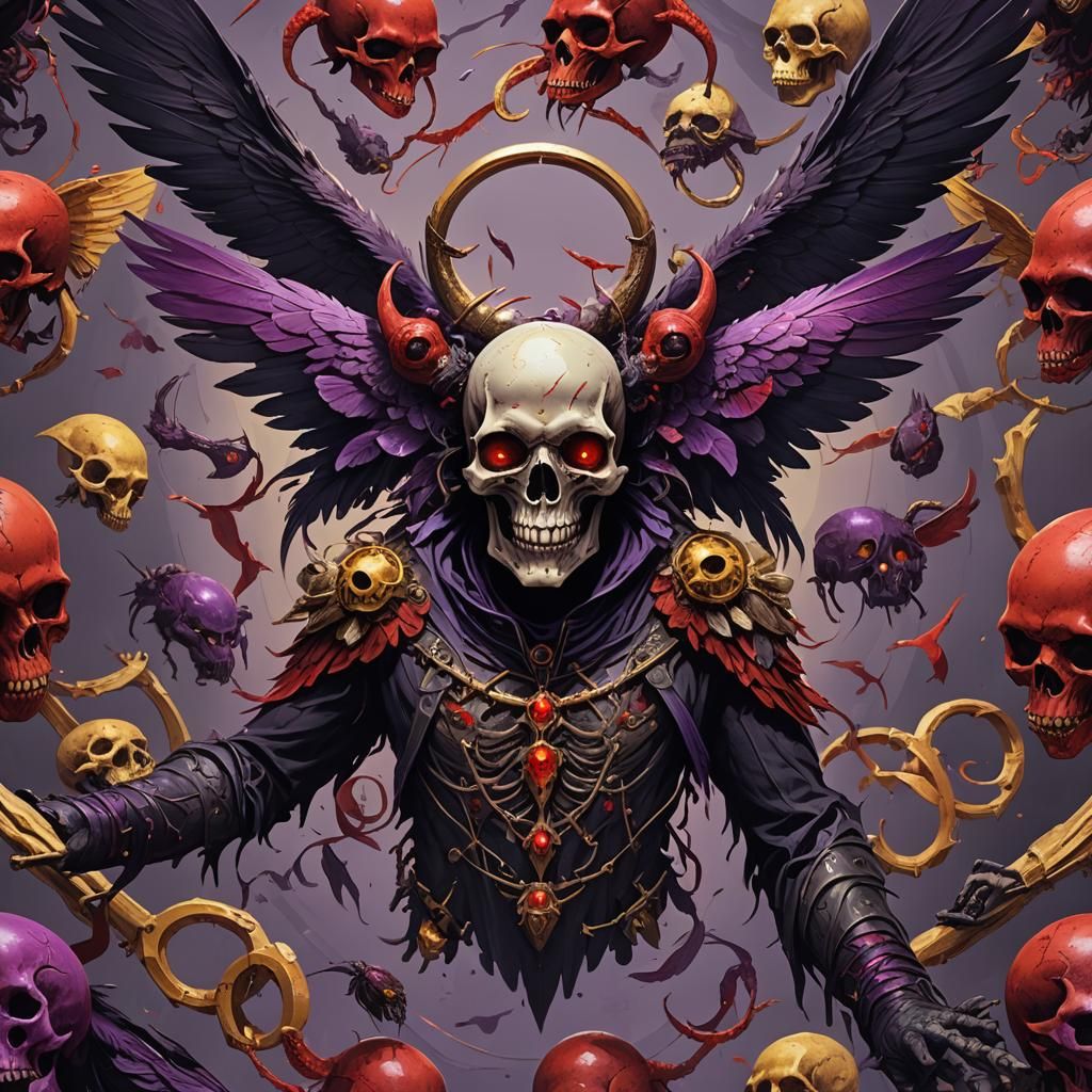 Dark Fantasy Skull Lord with Insect Wings