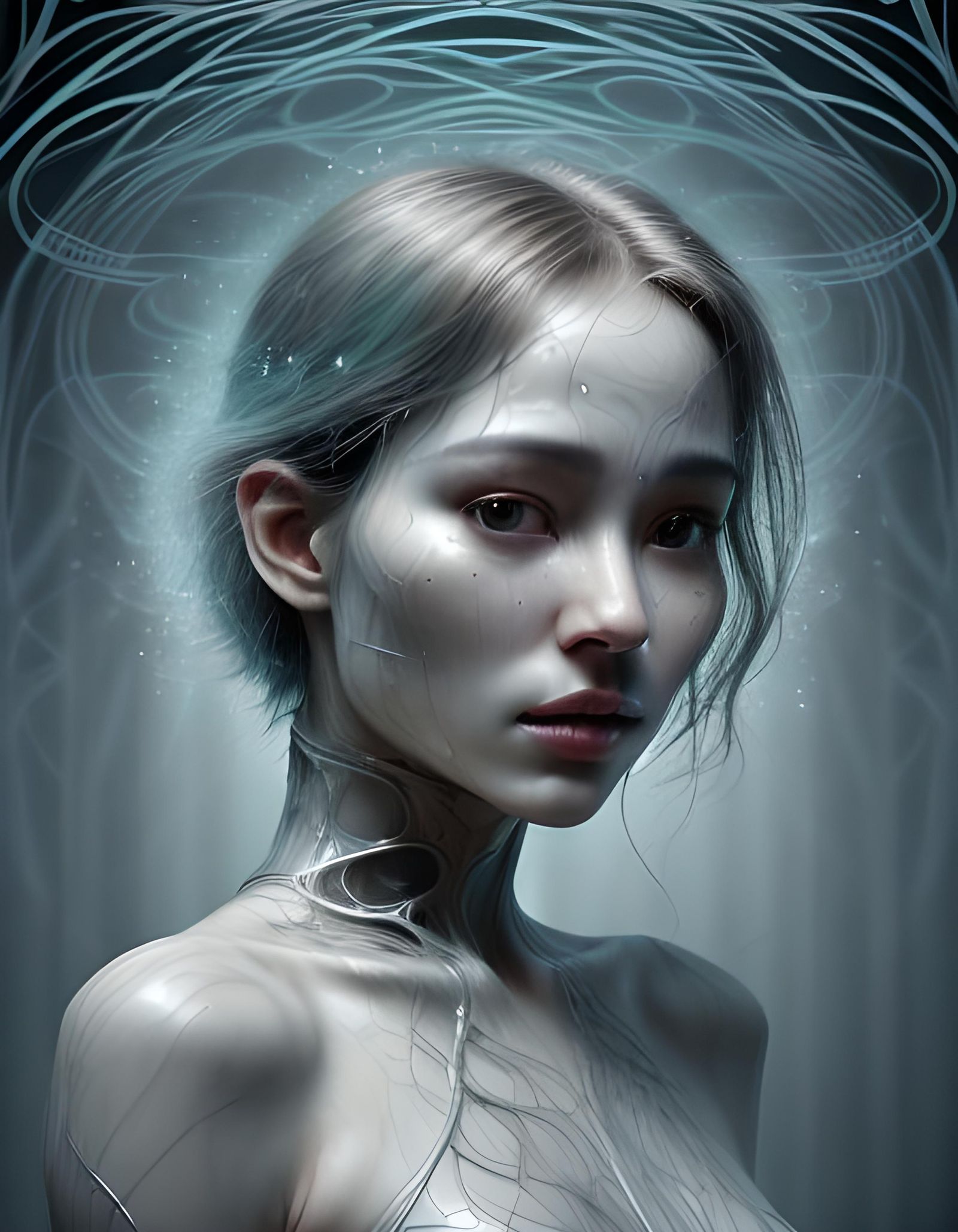 Ethereal Biomechanical Creatures in a Matrix