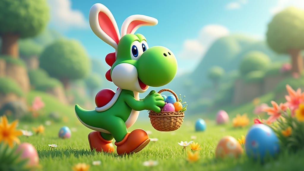 Mushroom Kingdom Easter Bunny Yoshi