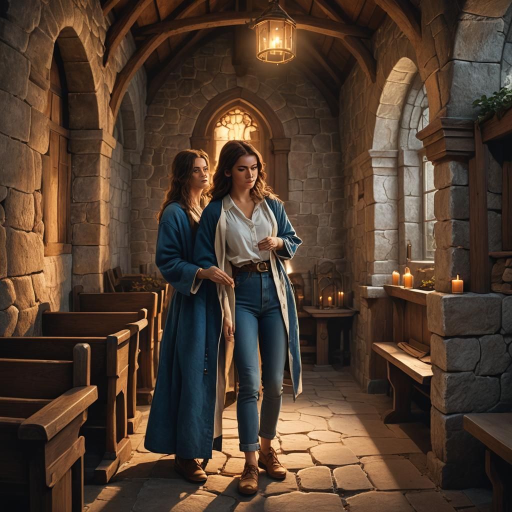 Chapel Encounter: A Romantic Fantasy Concept Art