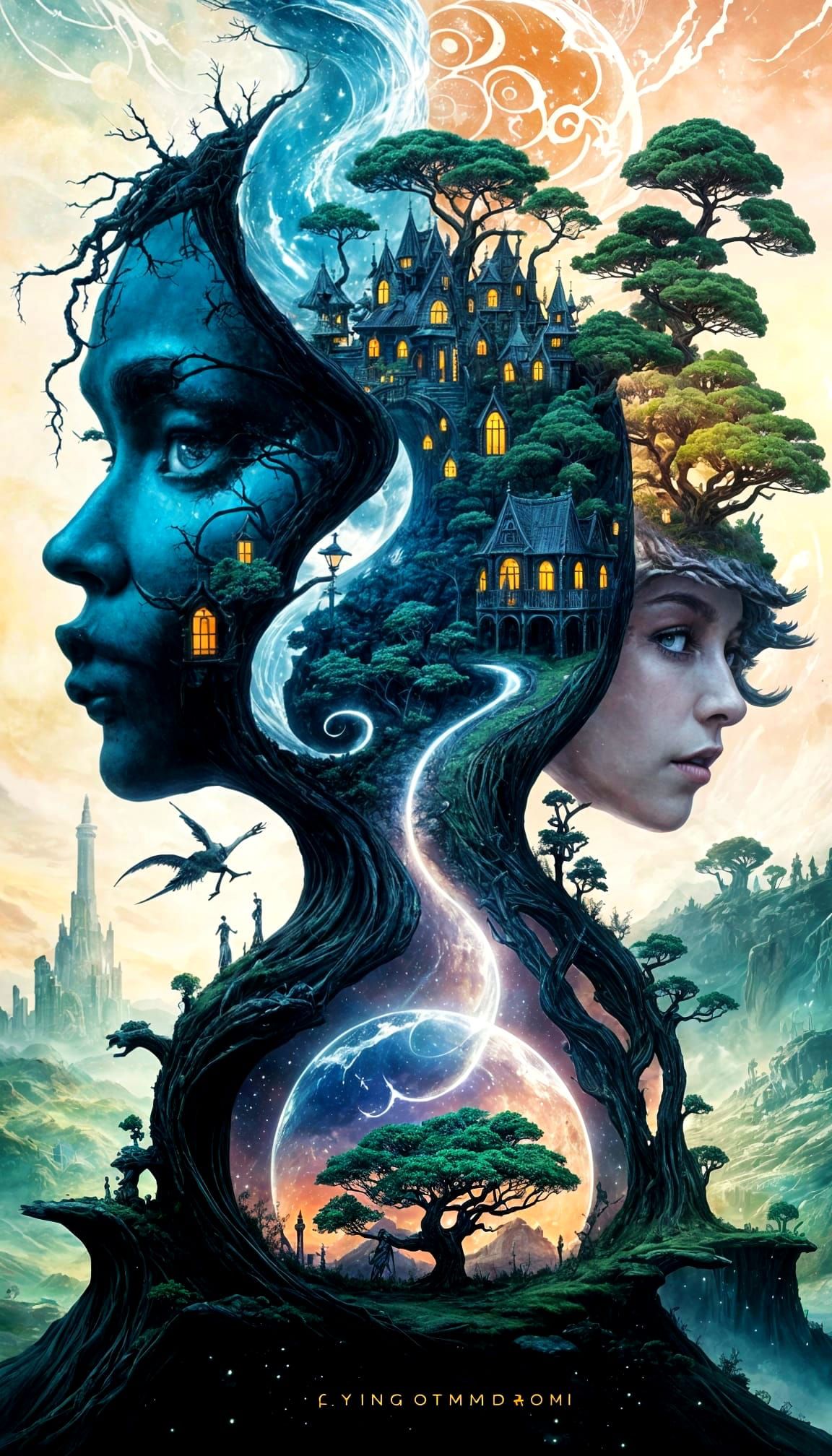 Surreal Stargate Dreamscape in Victorian Bonsai Style