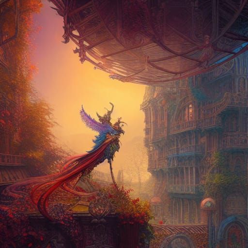 Intricate Fantasy Landscape in Hyperreal Digital Art