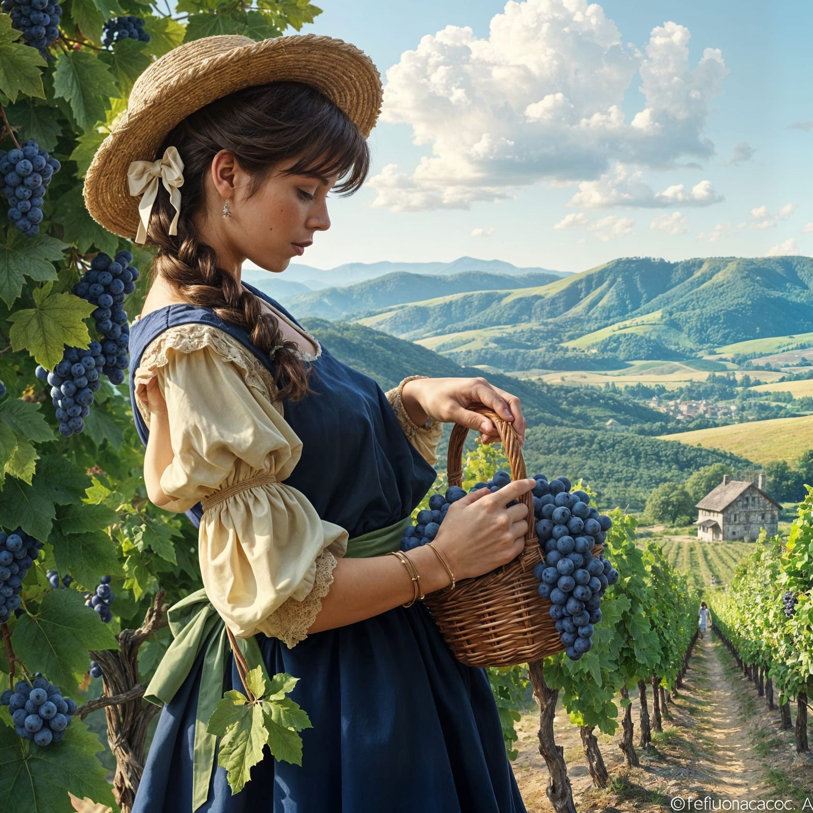 Fairy Tale Vineyard Scene in Realistic Style