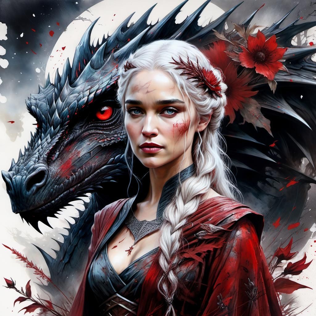 Daenerys Targaryen and her dragon drogon