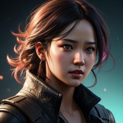 Detailed Hyperrealistic Person Portrait with Colorful Accent...