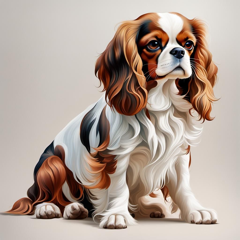 Elegant Cavalier King Charles Spaniel in Digital Painting