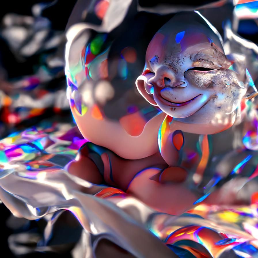 Smiling Baby in Holographic Cosmic Art Style