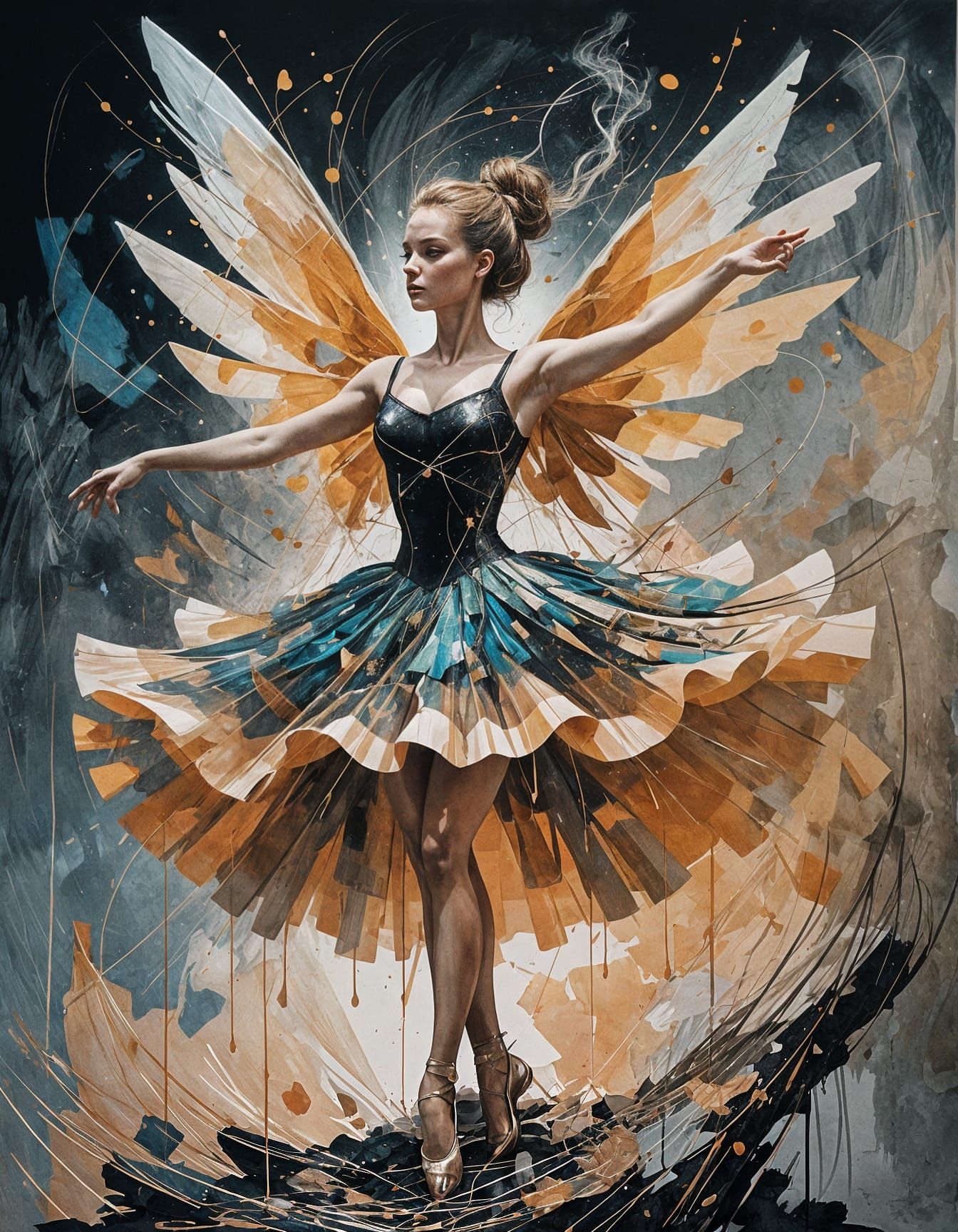 Ballerina Silhouette in Glowing Ash