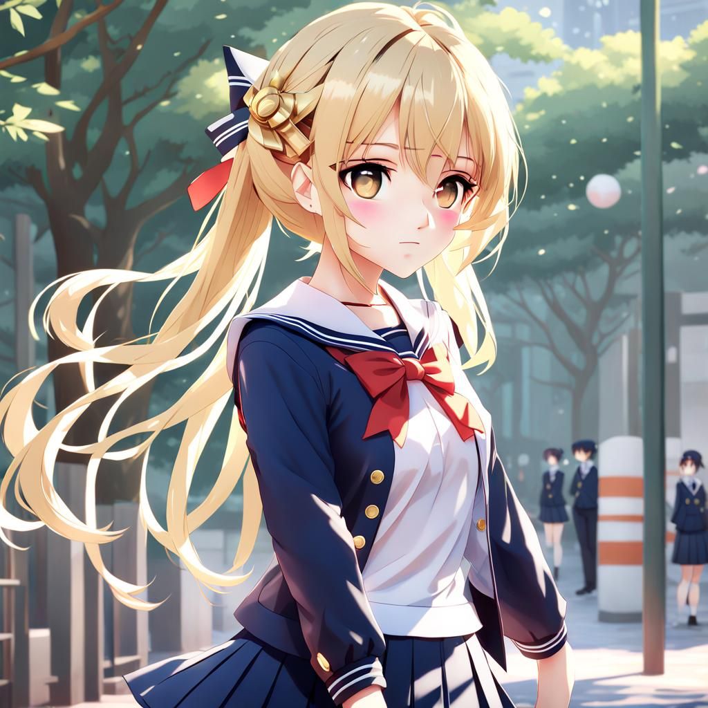 Kawaii Anime Girl in Sailor Fuku Uniform