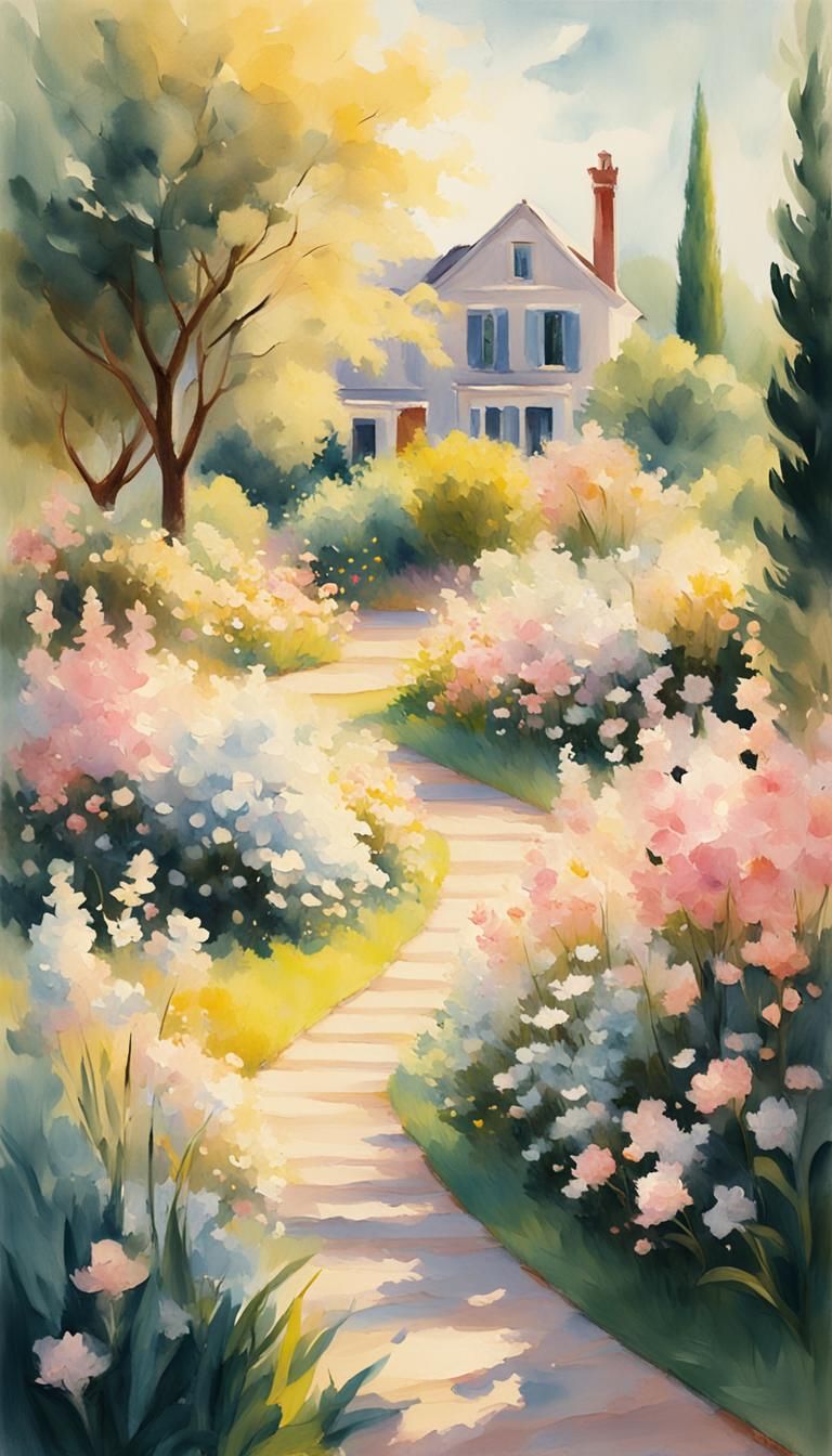 Impressionist Rabbit in a Dreamy Flower Garden