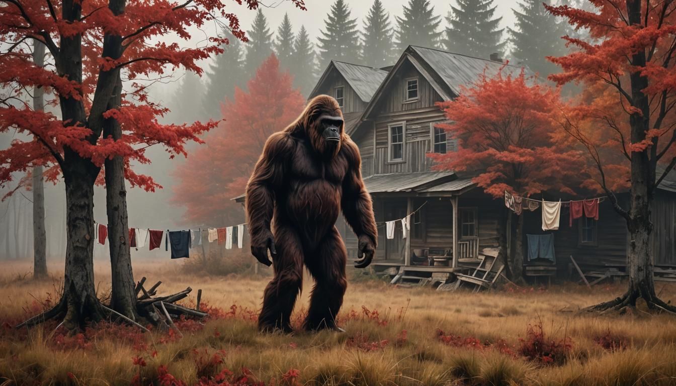 Eerie Sasquatch in Autumn Landscape, Wyeth and Thorp Inspire...