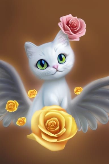 Angel Cat with Wings in 3D Digital Art