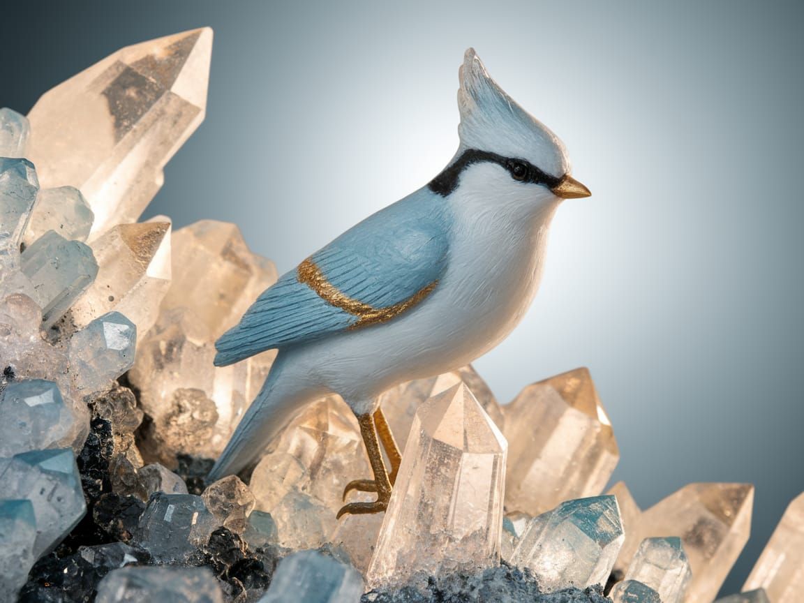 Ethereal Avian Goddess in Crystal Realm