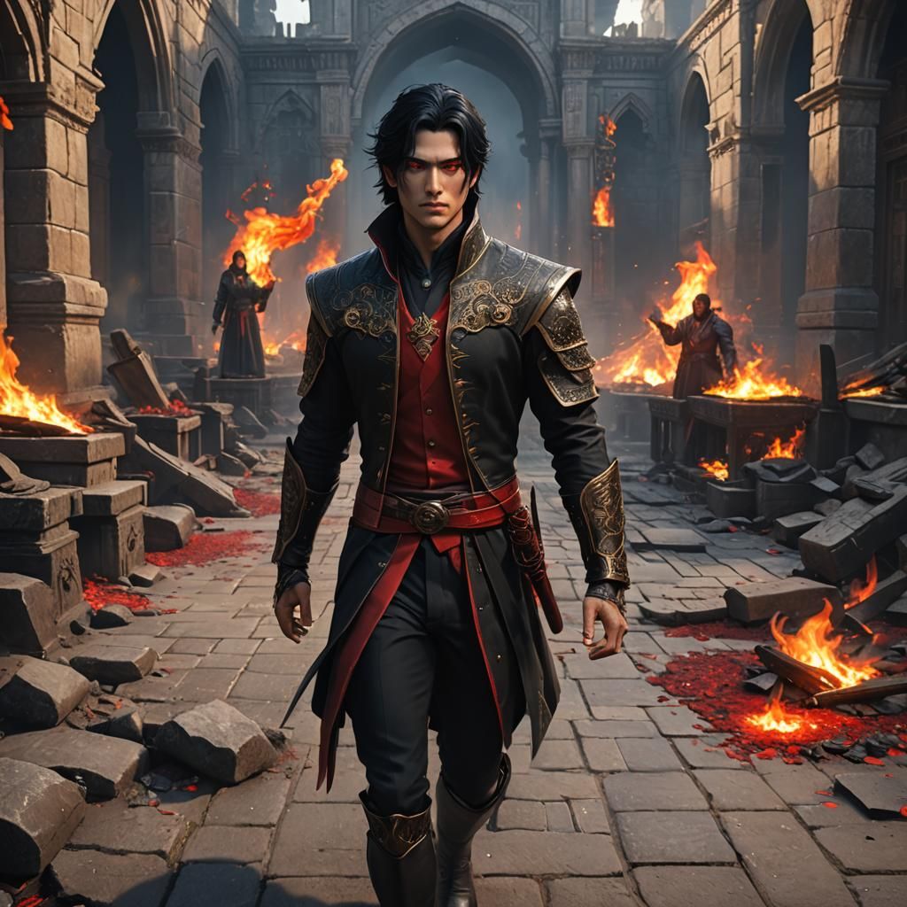 Handsome Fire Kingdom Lord with Red Eyes