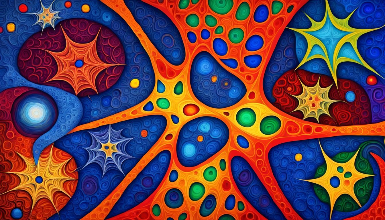 Vivid Spider Stars in Abstract Impasto Oil Paint