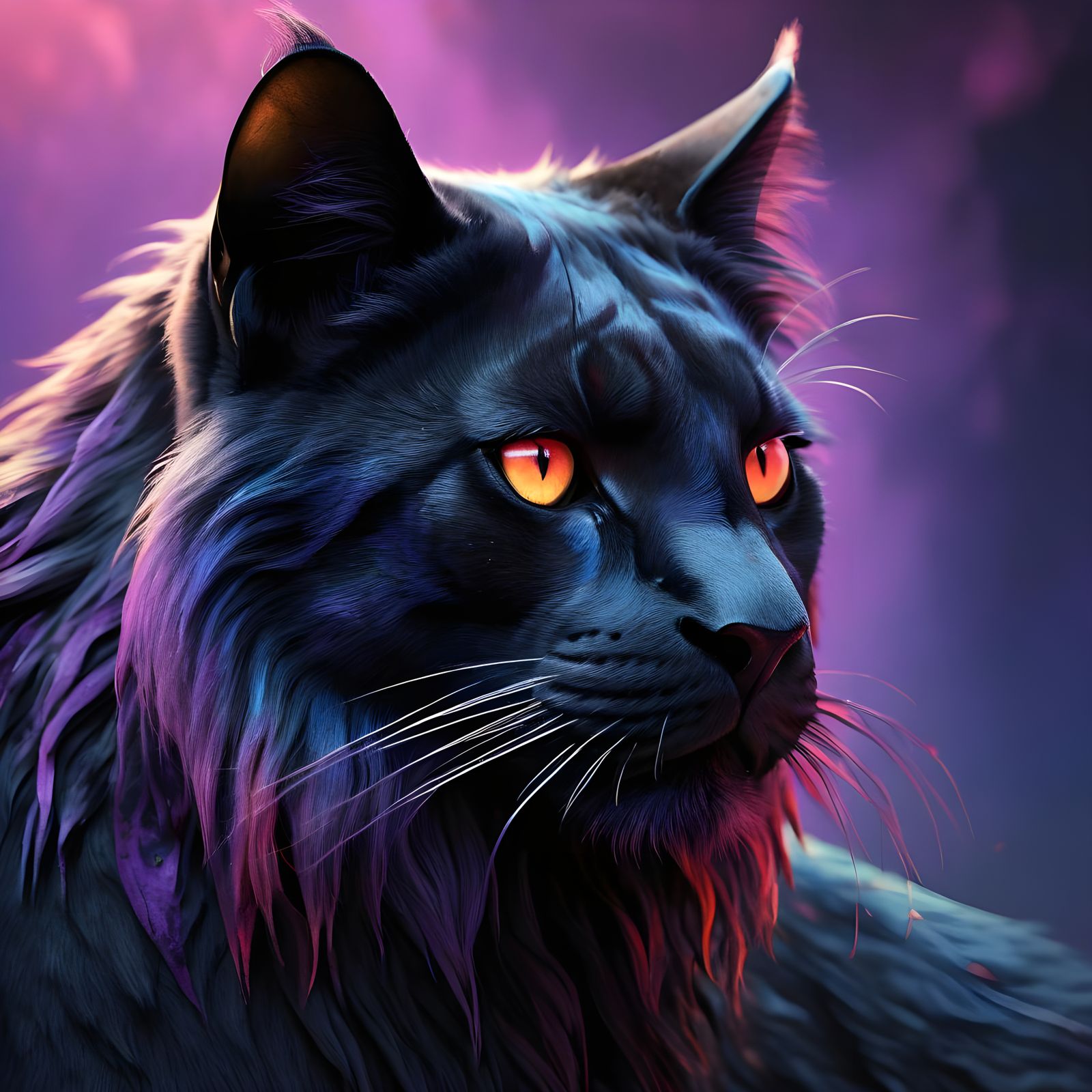 Majestic Lioness with Vibrant Locks in Hyperrealistic Style