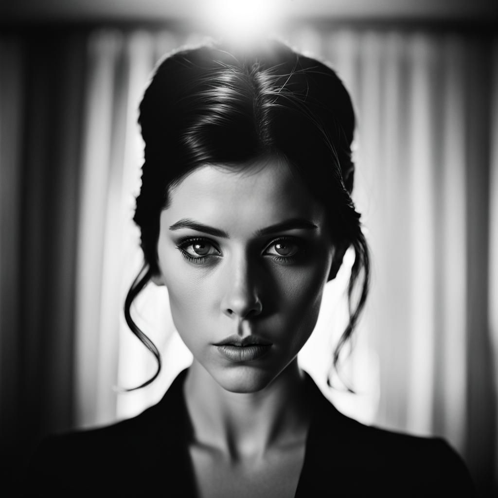 Anna Kendrick Double Exposure in Film Noir Style
