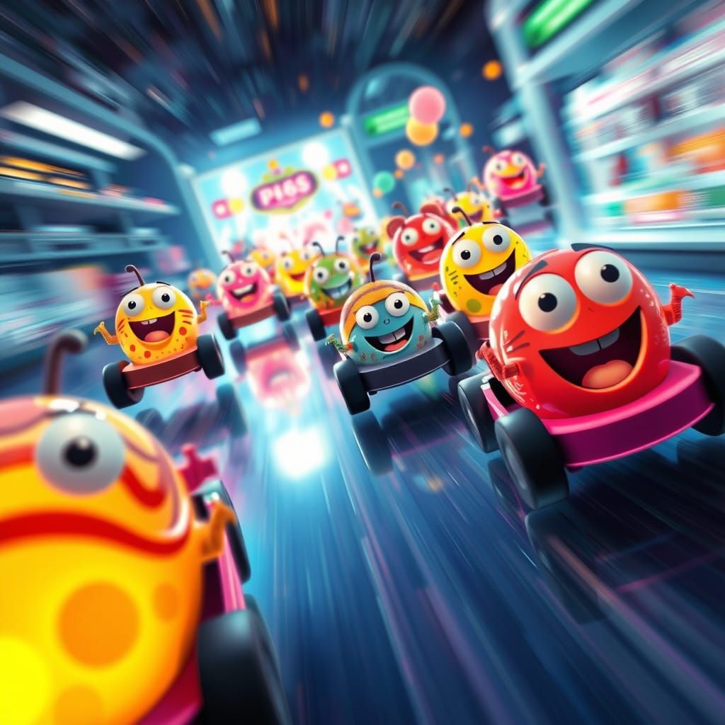 Joyful Cells Race Bumper Cars on Glass Slide