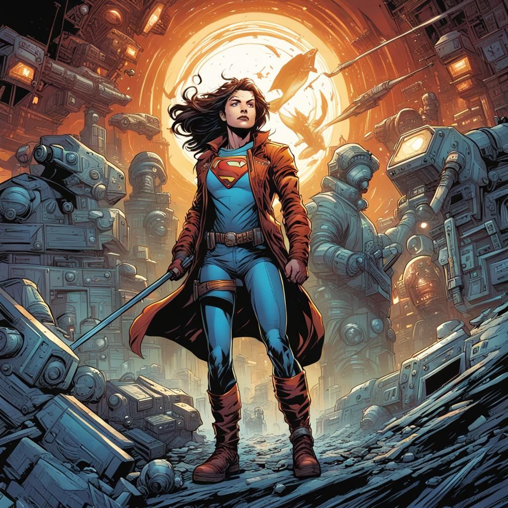 Powerful Female Lead in Comic Book Art Style