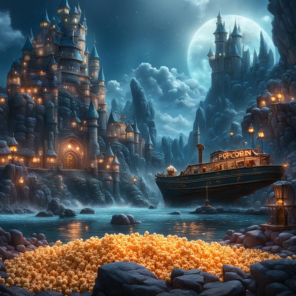 Popcorn Fishing: A Fantastical Movie Scene