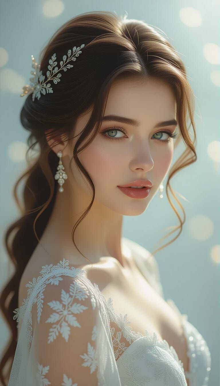 Hyperrealistic Portrait of a Beautiful Woman in Ethereal Fan...