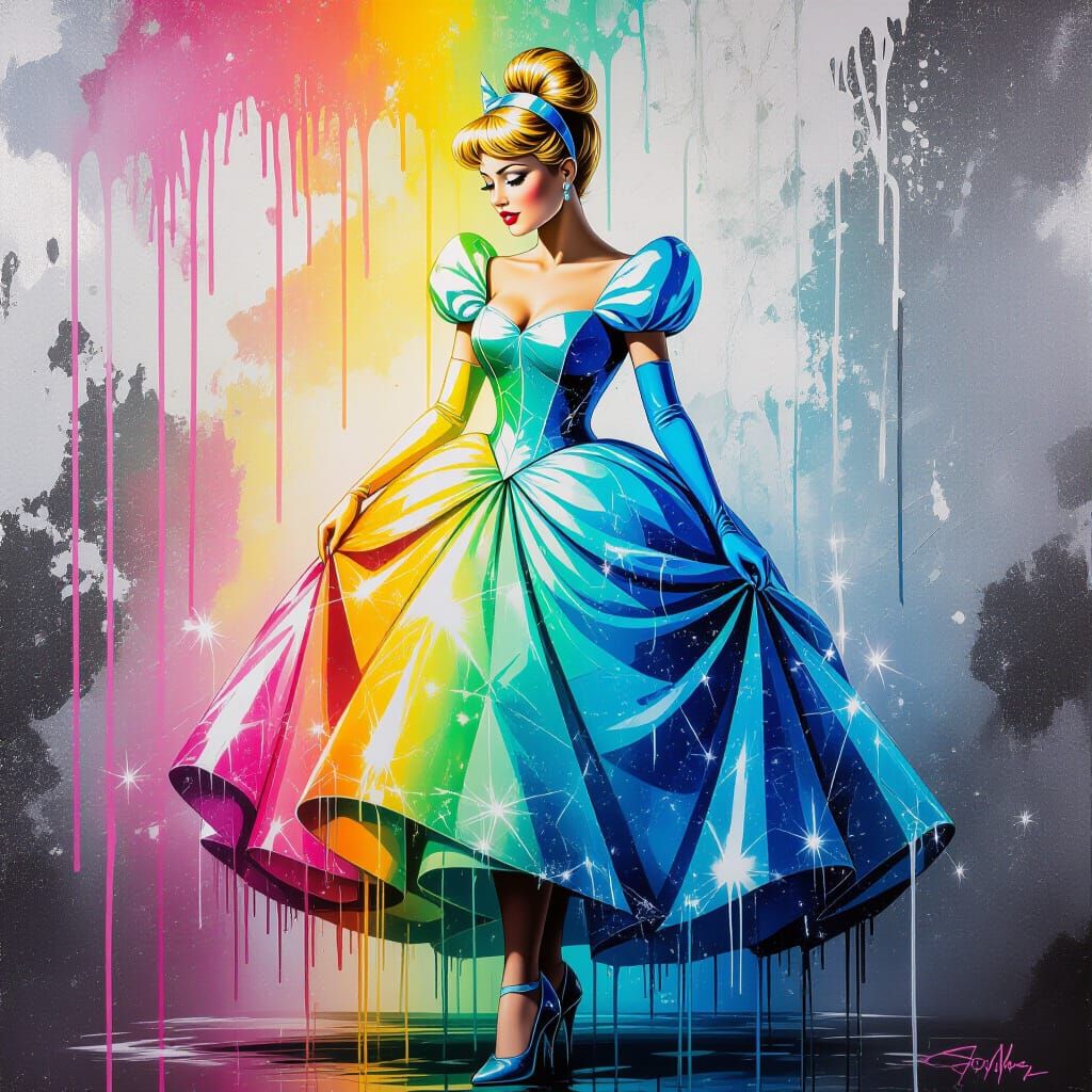 Cinderella in a Glass Dress Graffiti Art