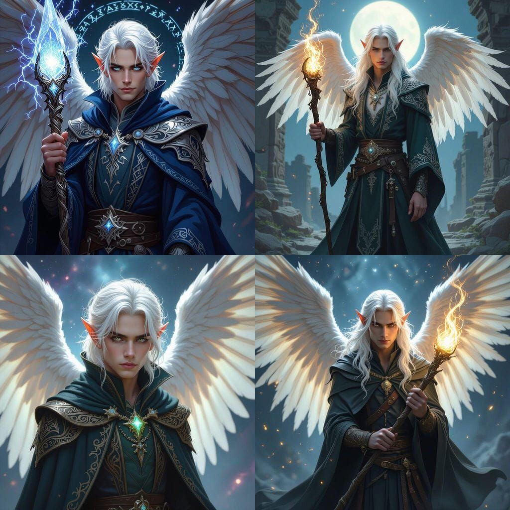 Winged Elven Wizard Portrait