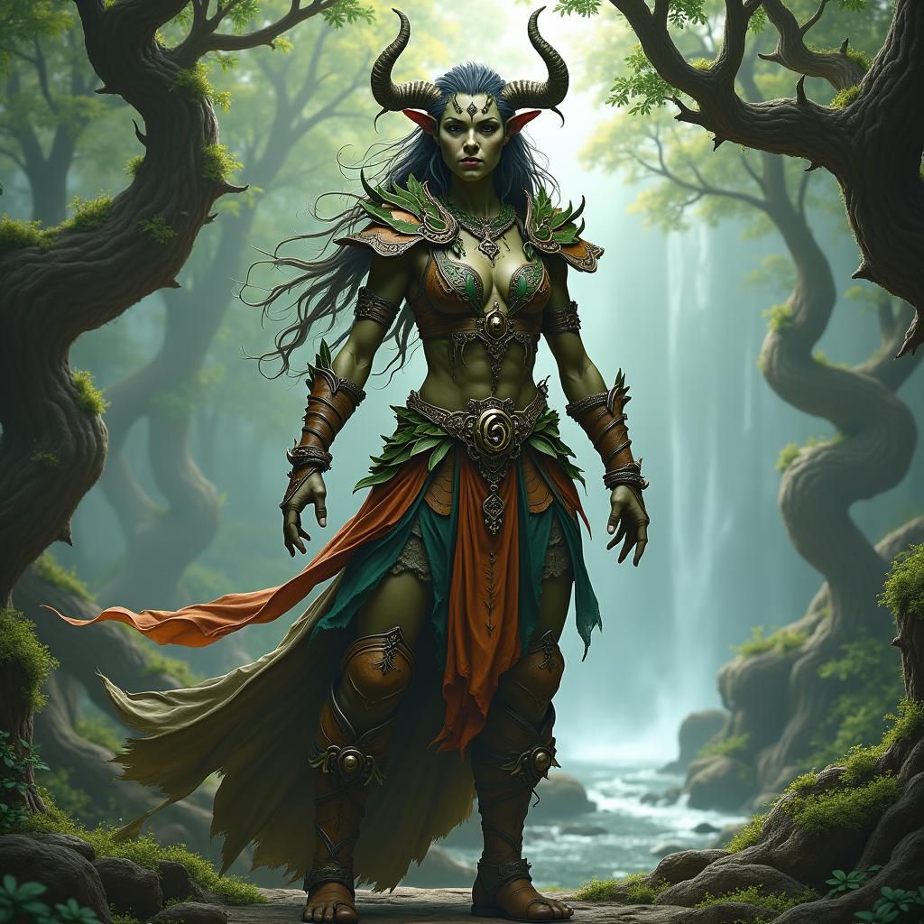Heroic Half-Orc Druid in Ethereal Forest