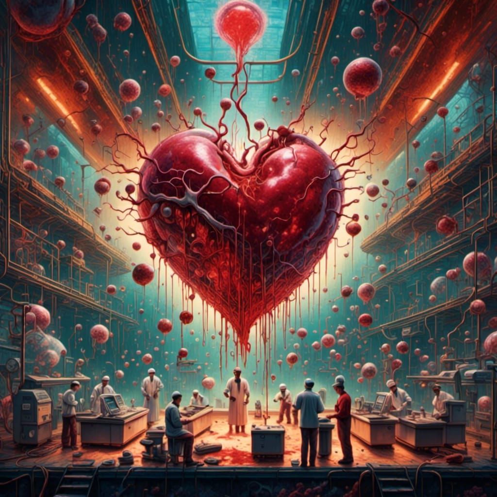 Dramatic Open Heart Surgery Scene in Vivid Color