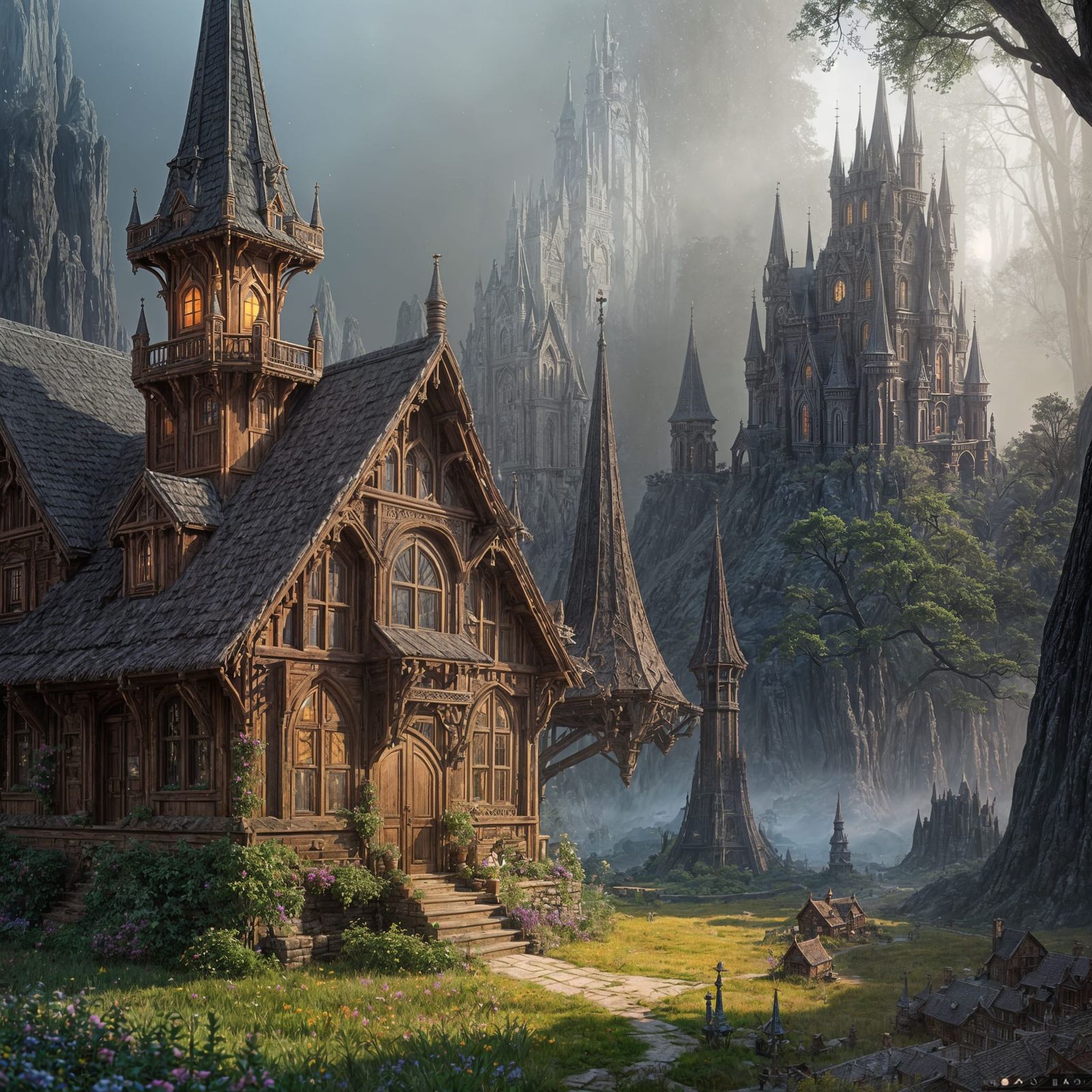 Fantastical Gingerbread House in Detailed Matte Painting