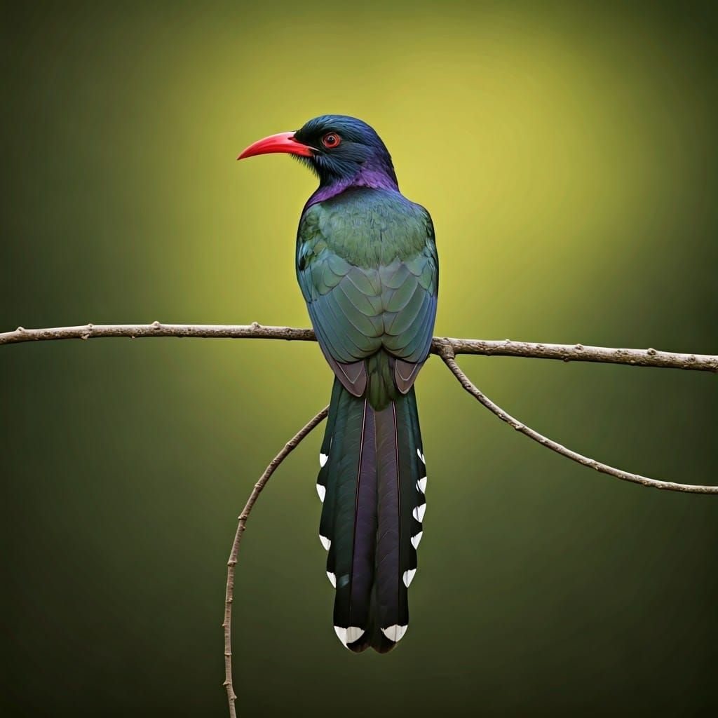 Red-Billed Wood-Hoopoe in the Style of Old Masters