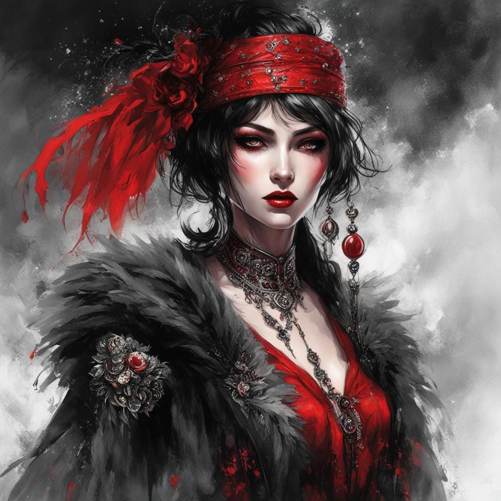 Stunning Tatar Woman in 1920s Splash Art Style