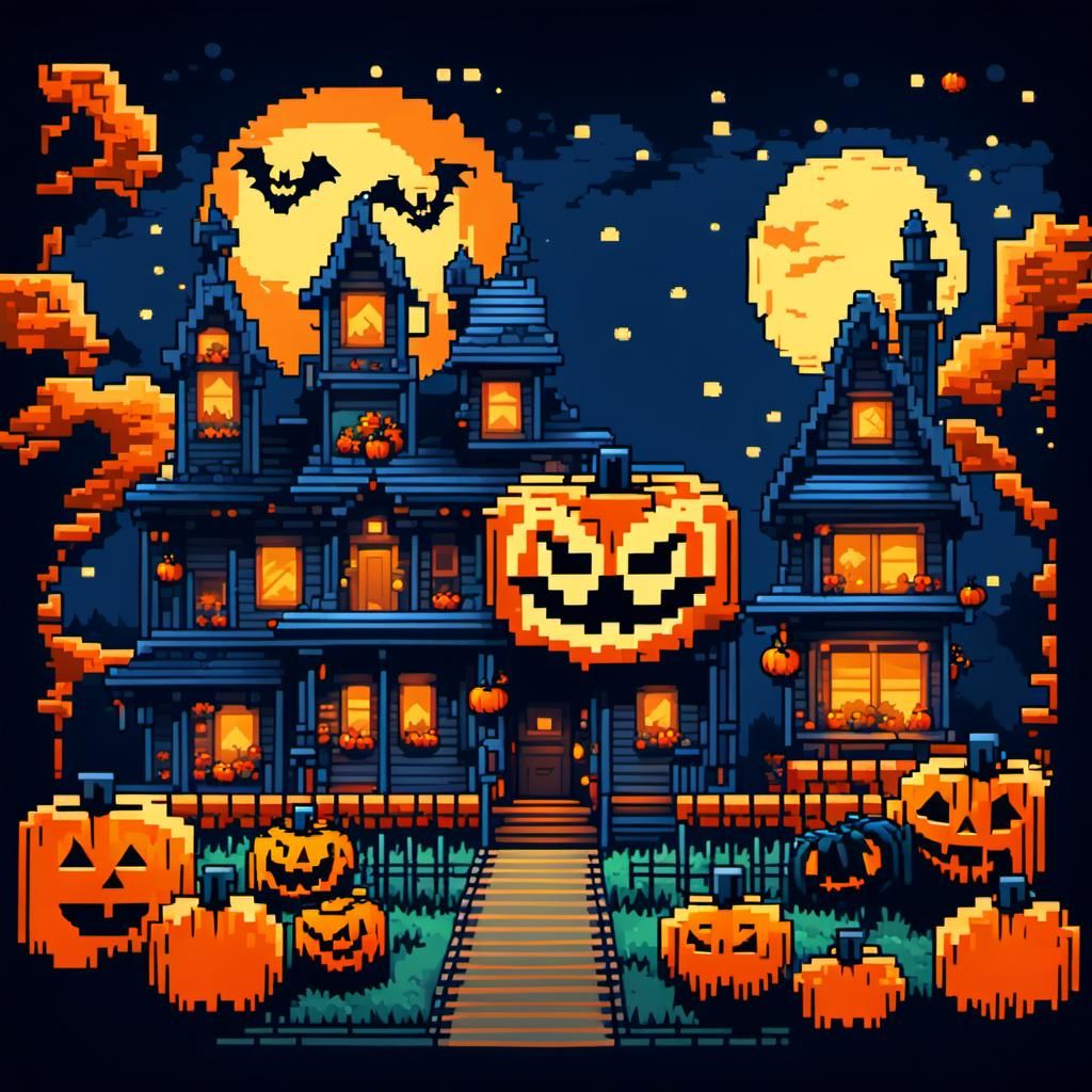 Halloween town pixel art
