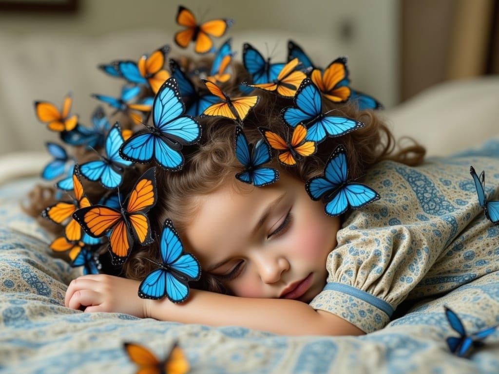 Surreal Blue and Orange Butterfly Dreamscapes