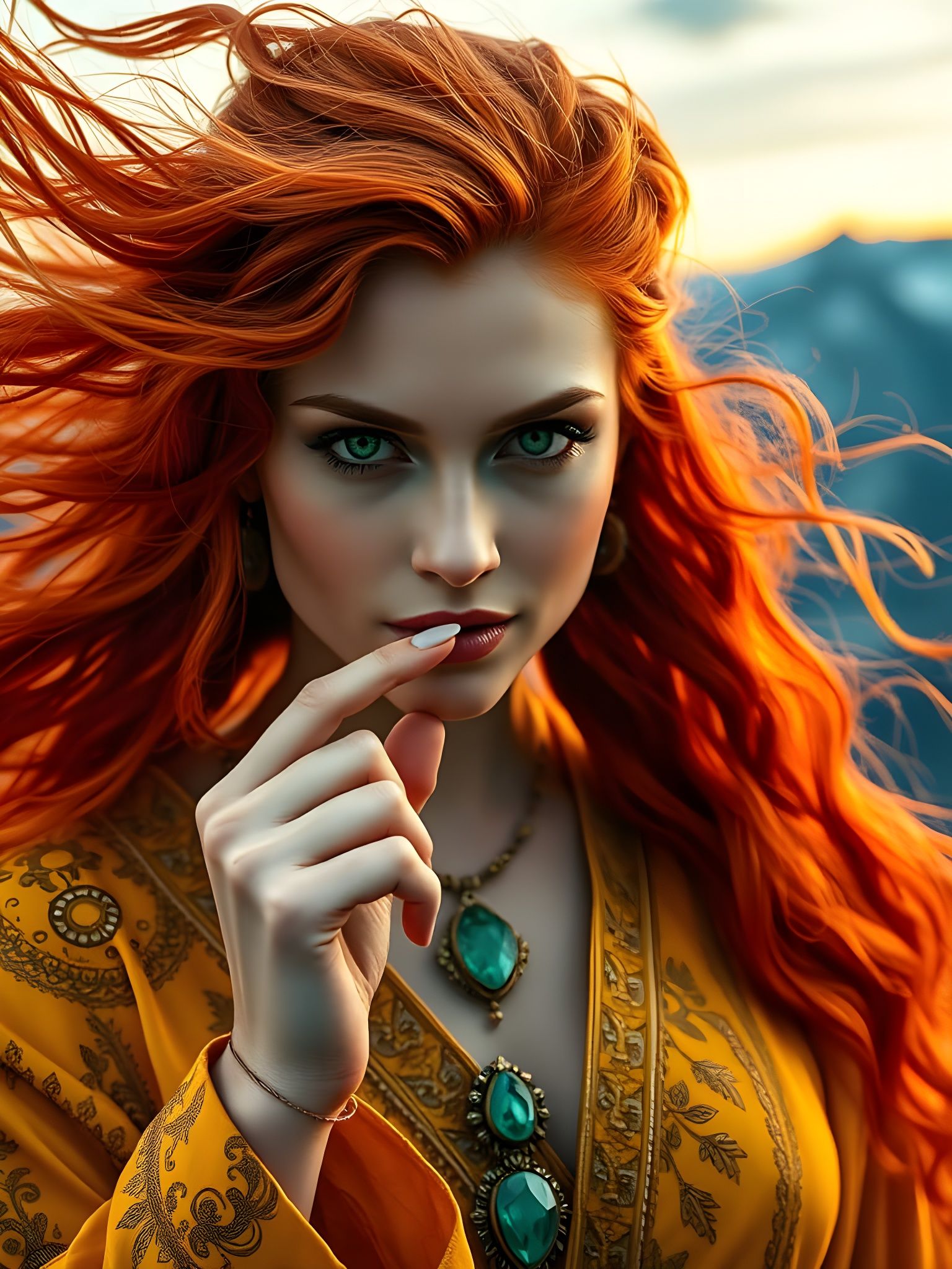 Norse Goddess of the Sun in Cinematic Sunset