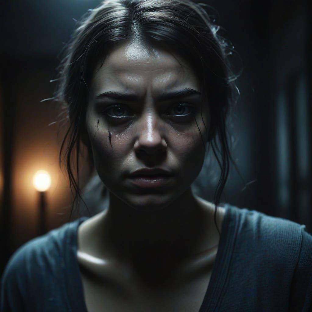 Tormented Beauty in Dark Cinematic Portraiture