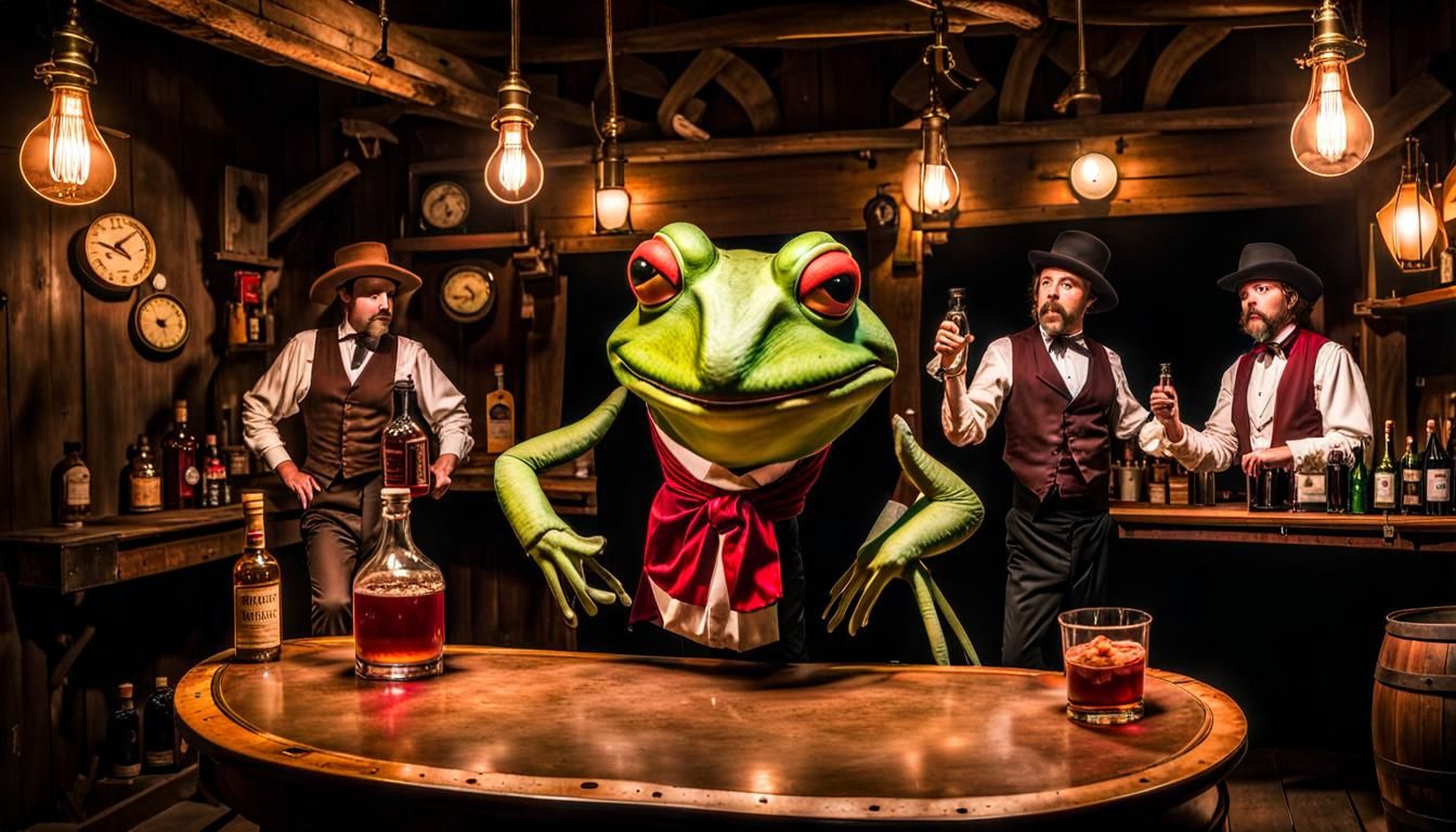 Humorous Frog-Humanoid Saloon Fight in the Mariana Trench