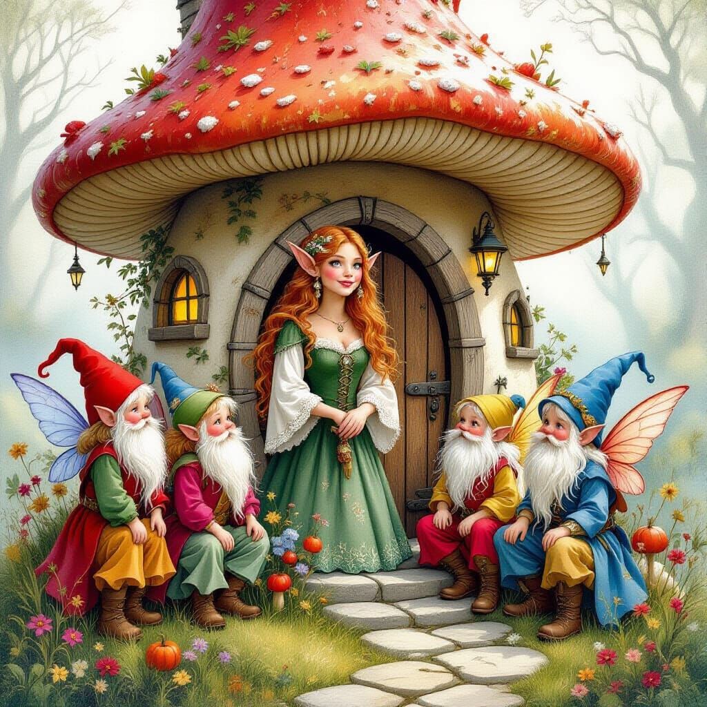 Enchanting Elven Fairy Village in Brian Froud Style