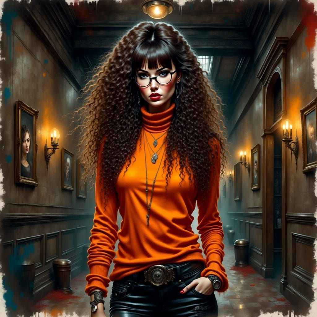 Grungepunk Velma in a Haunted Mansion